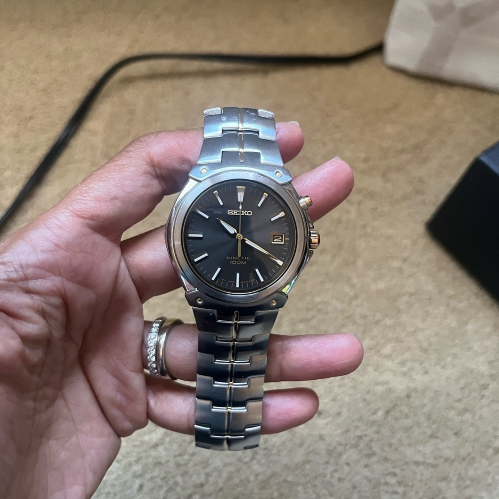 Seiko Two-Tone Black Dial Watch
